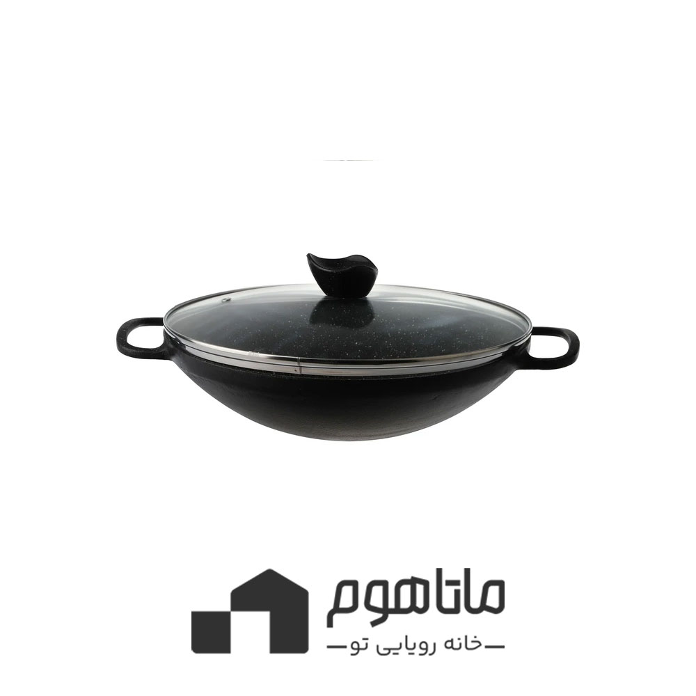 mt-364 تابه چدن نالینو مدل Feleti سایز 32 با درب شیشه ای سوپاپ دار
